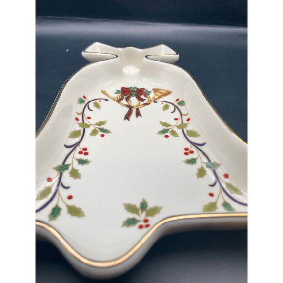 Mikasa Holiday Elegance Candy Dish Christmas Bell Fine Porcelain Holly Berries - Picture 3 of 7